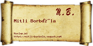 Mitli Borbála névjegykártya